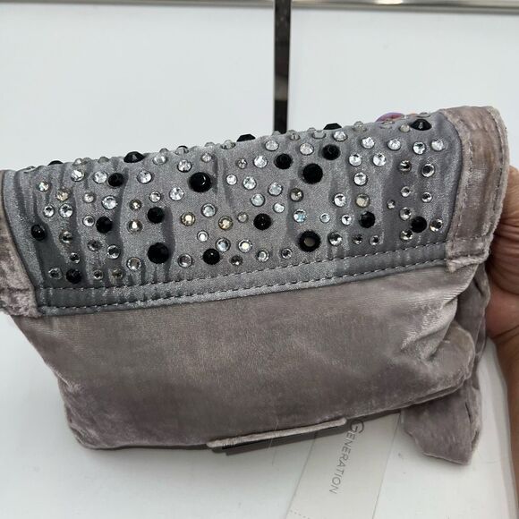 BCBGeneration Gray Velvet Studded Wristlet - Picture 6 of 11